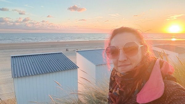 Julie at sundown in Nieuwpoort